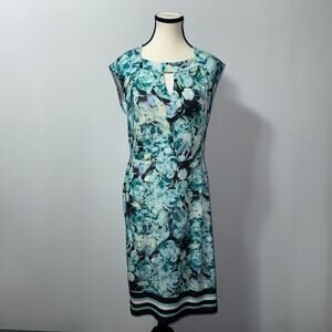 Beige by eci green floral keyhole neck long dress women’s size 8